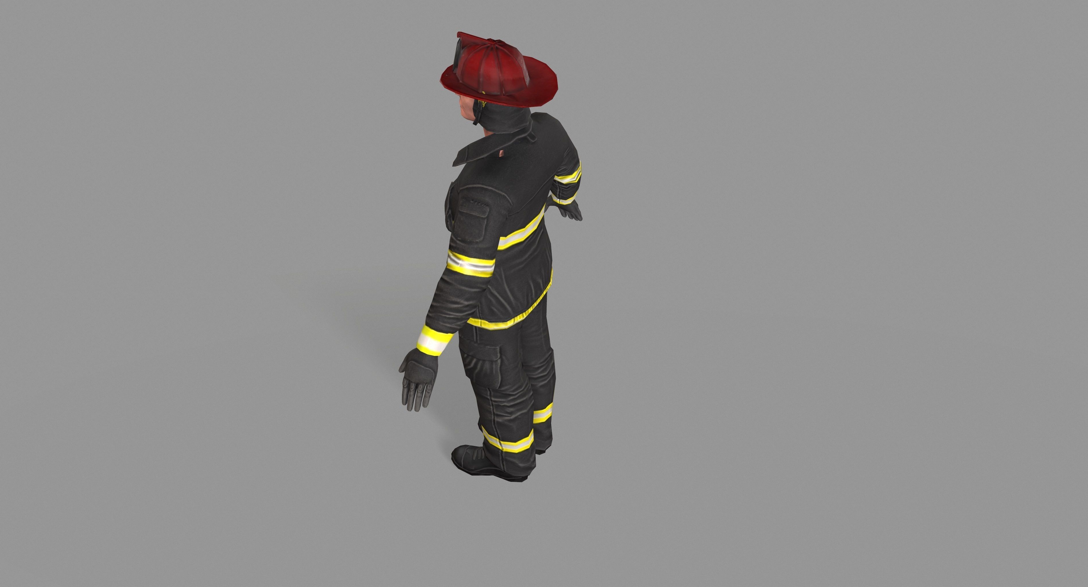 Fireman firefighter Low-poly 3D model_41