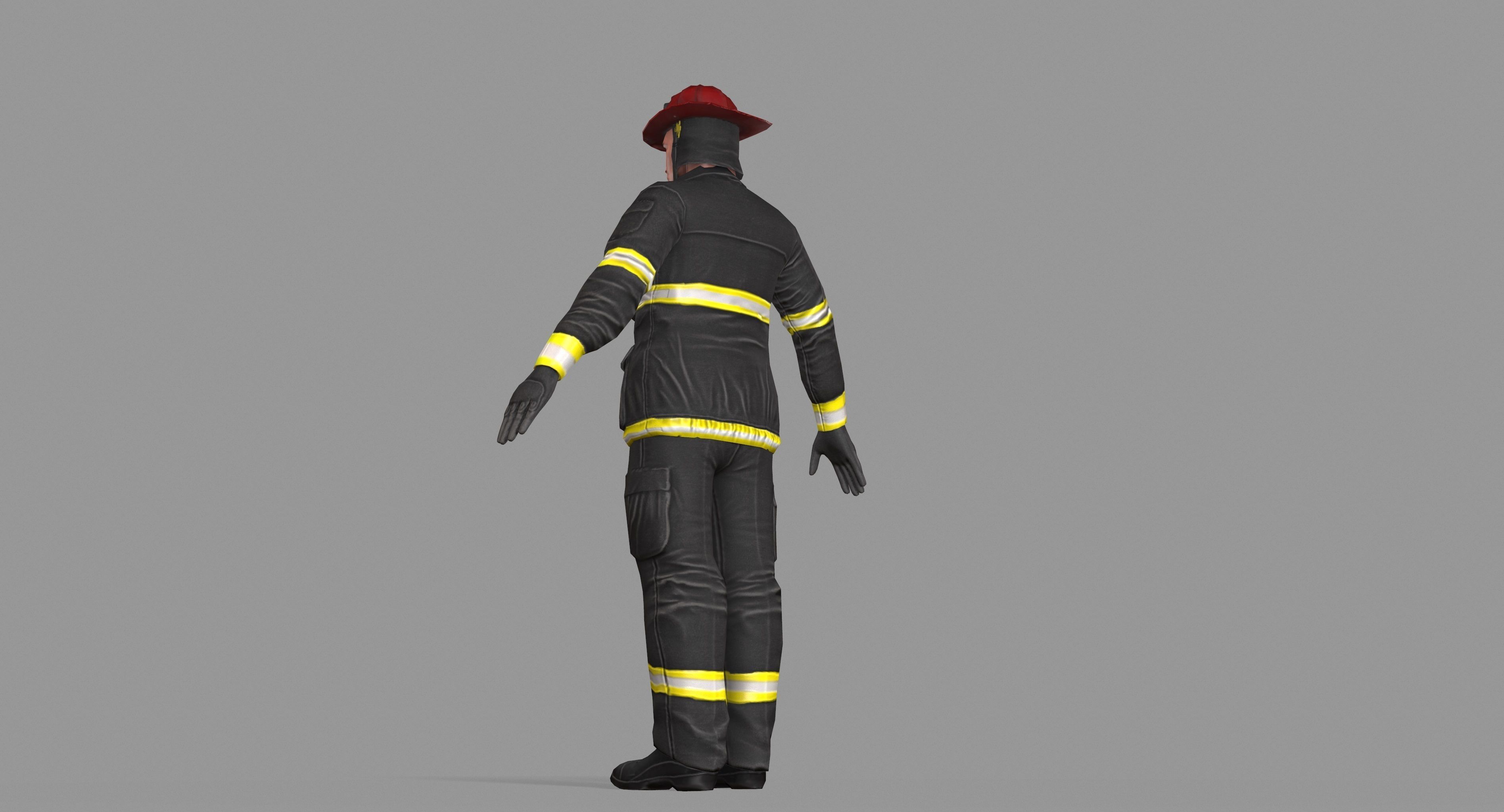 Fireman firefighter Low-poly 3D model_52