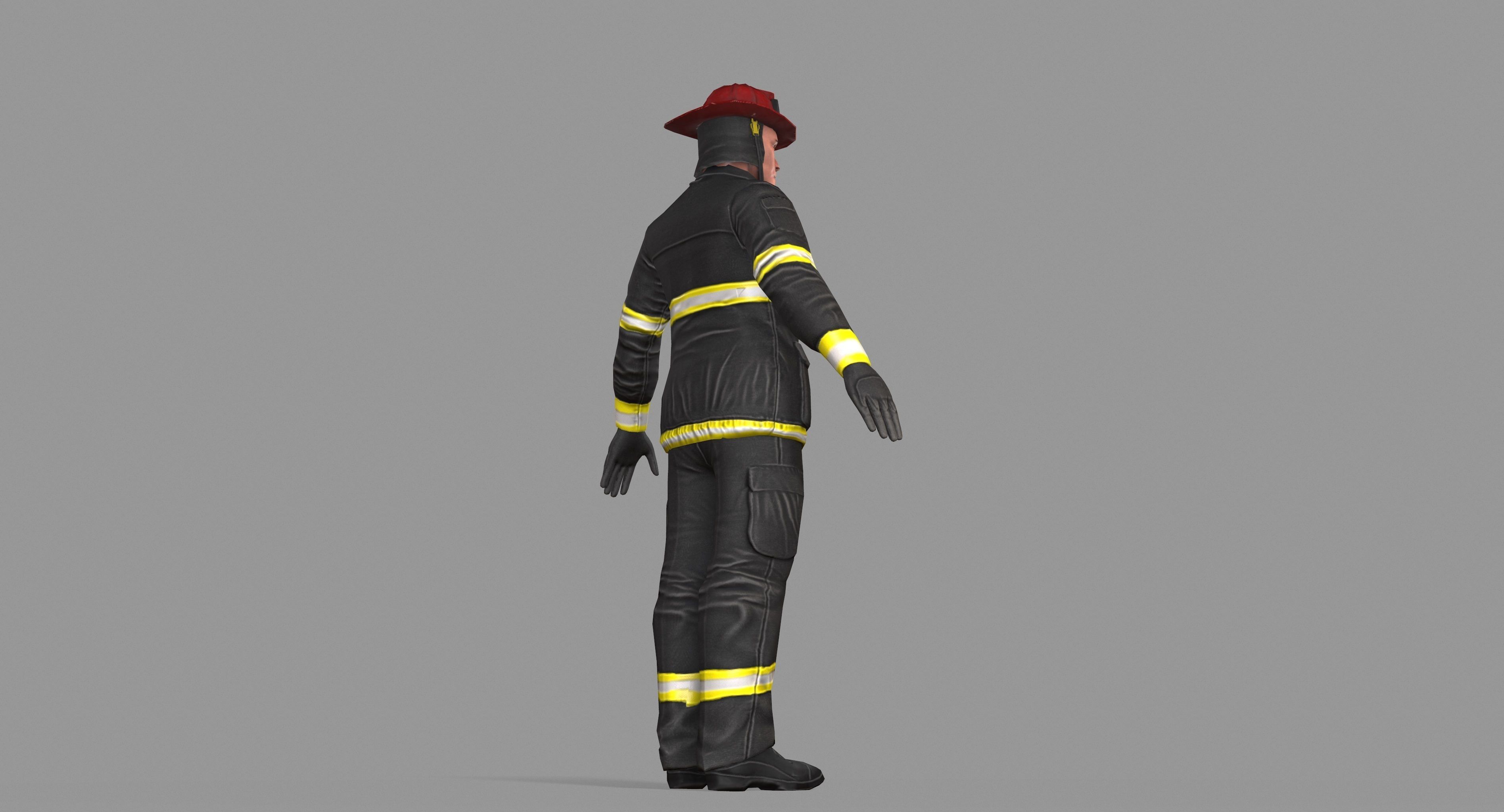 Fireman firefighter Low-poly 3D model_48