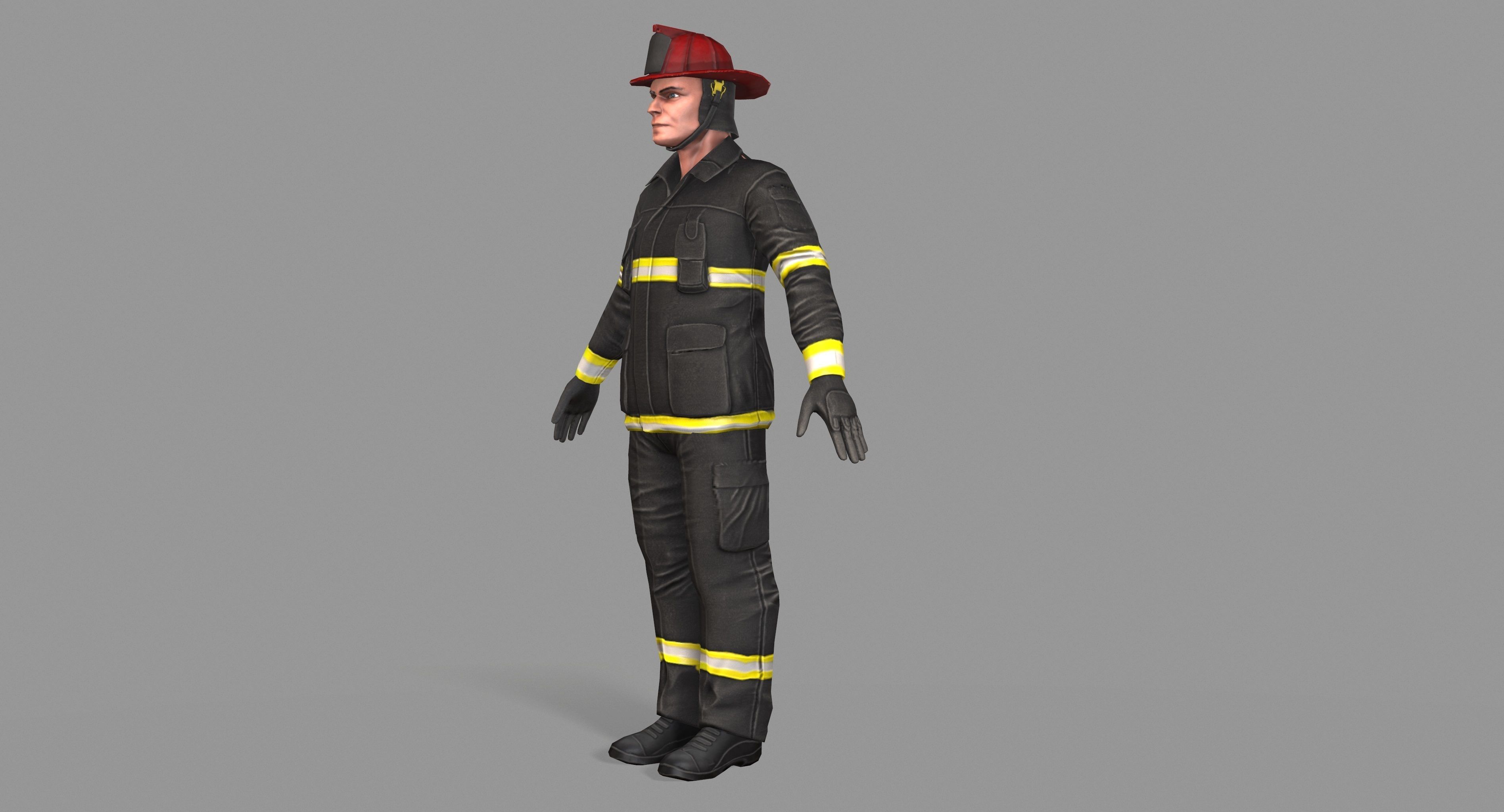 Fireman firefighter Low-poly 3D model_13