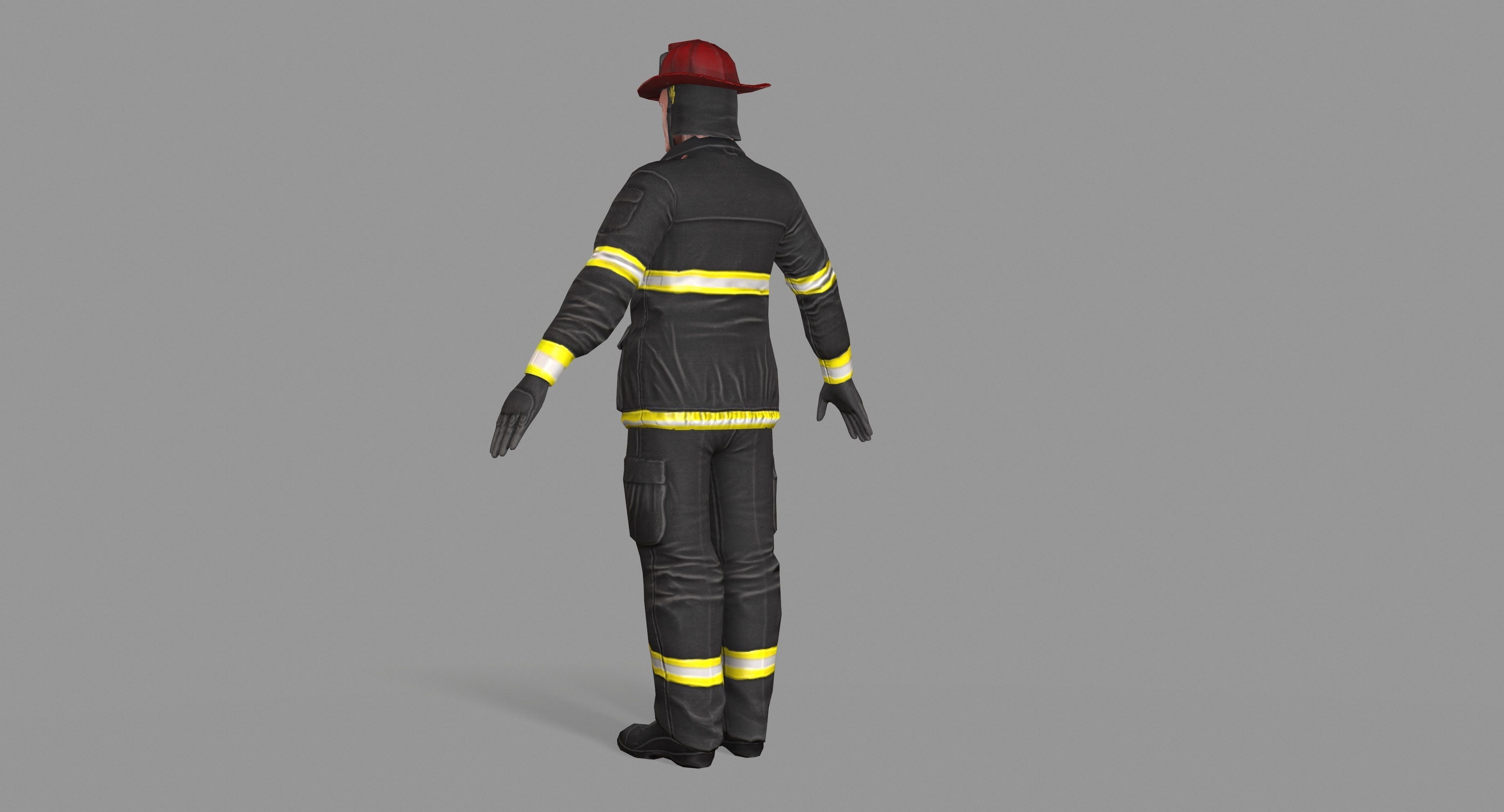 Fireman firefighter Low-poly 3D model_10