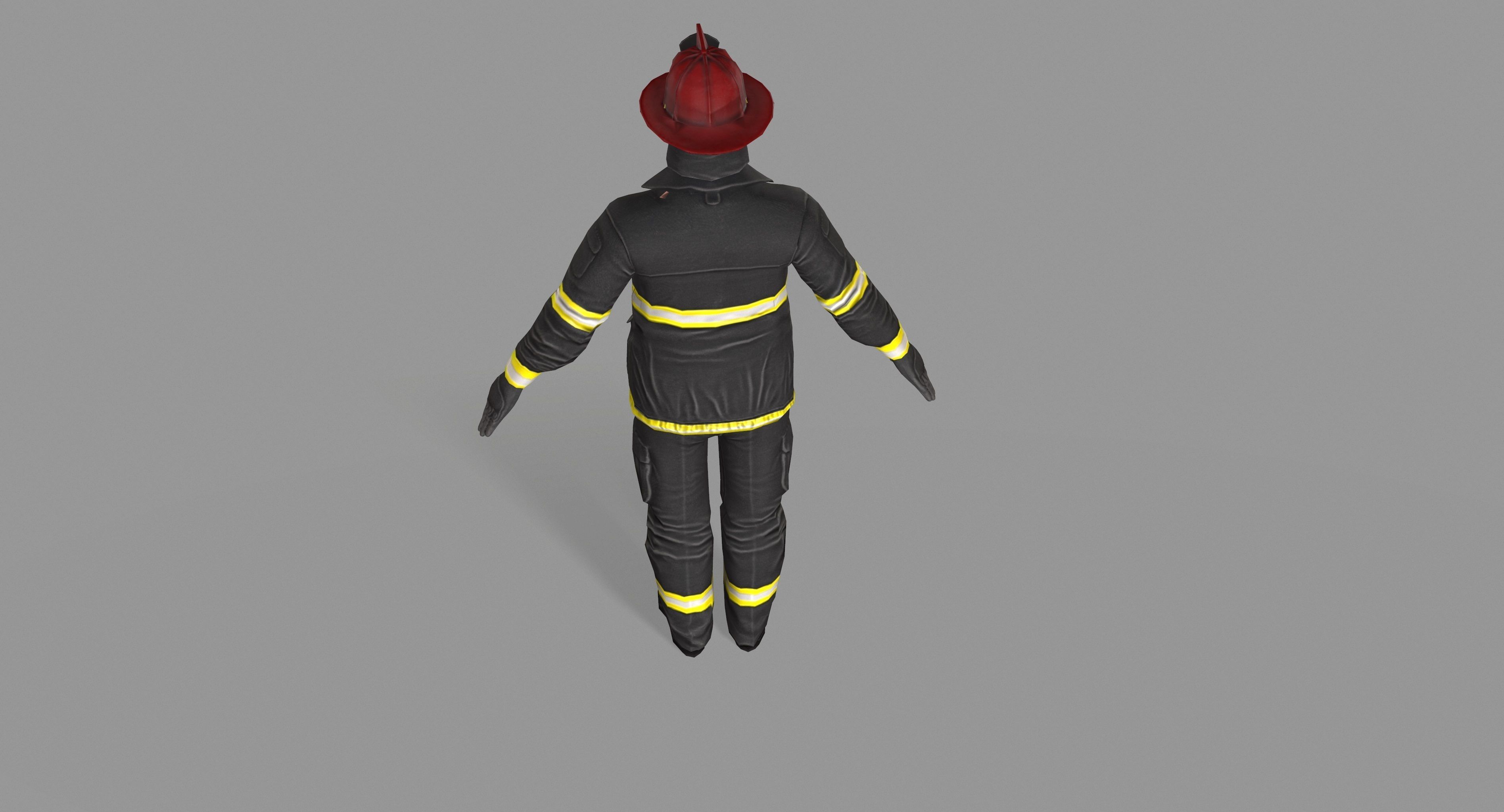 Fireman firefighter Low-poly 3D model_38