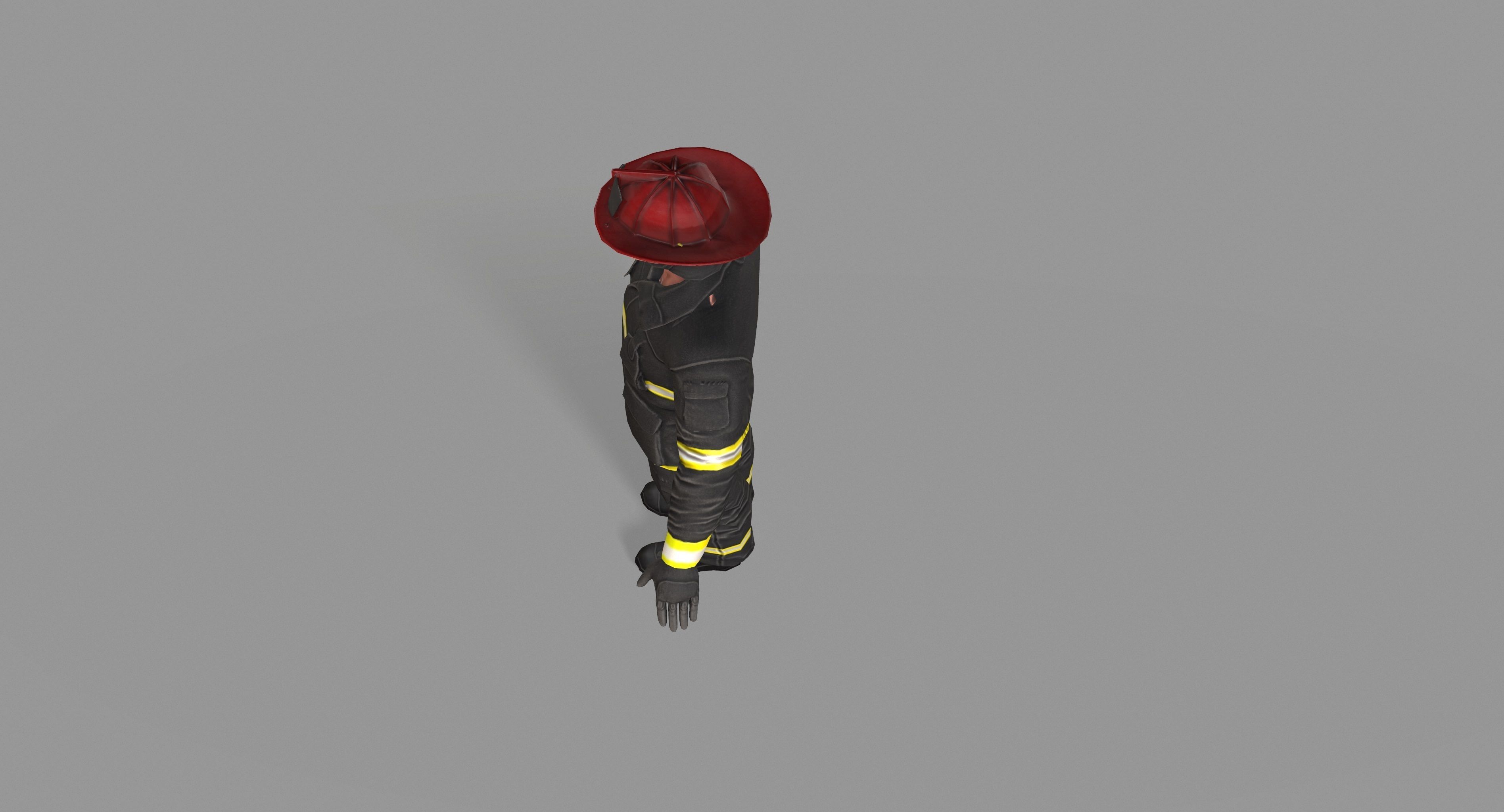 Fireman firefighter Low-poly 3D model_26