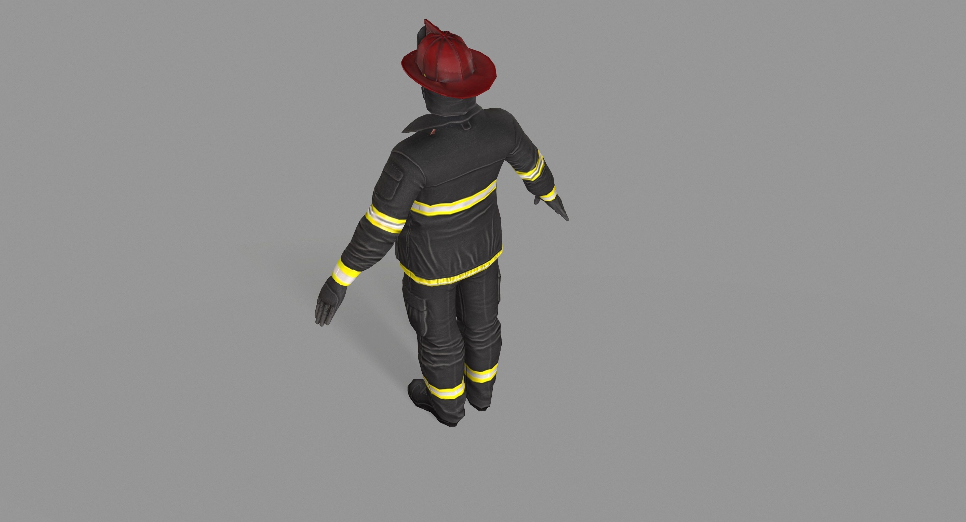 Fireman firefighter Low-poly 3D model_39