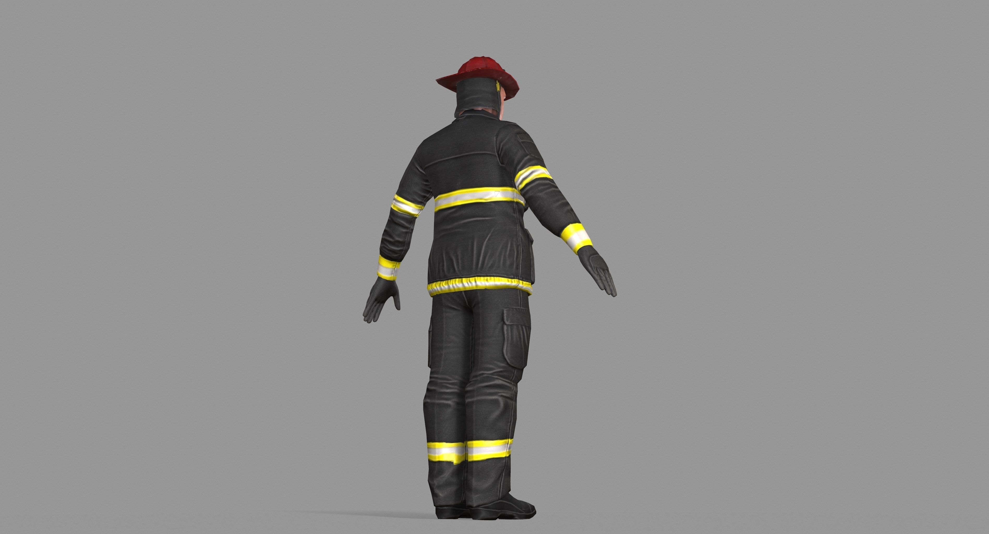 Fireman firefighter Low-poly 3D model_49