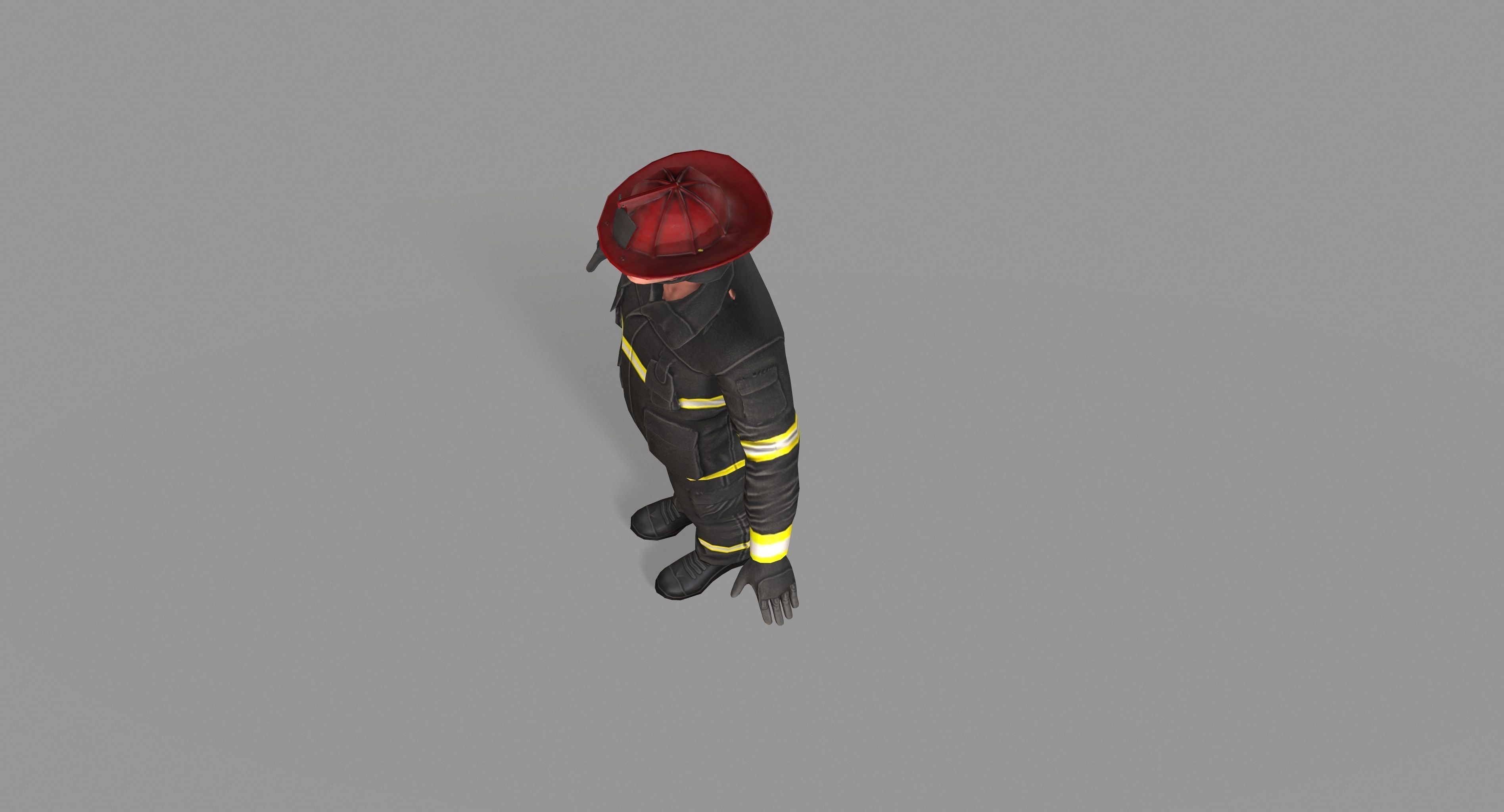 Fireman firefighter Low-poly 3D model_27