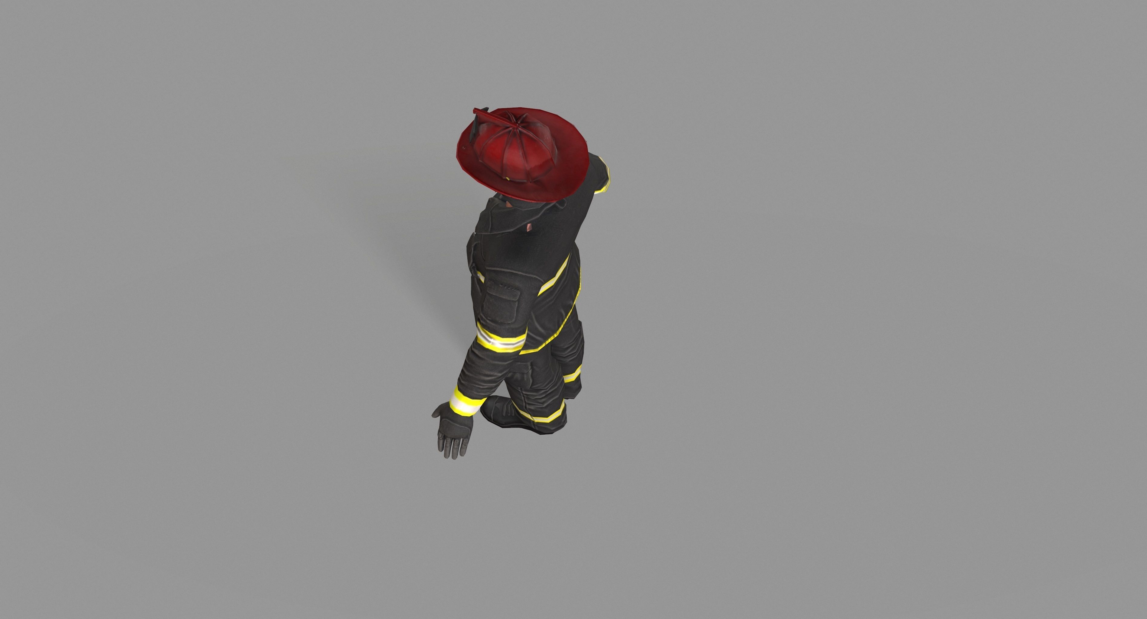 Fireman firefighter Low-poly 3D model_25