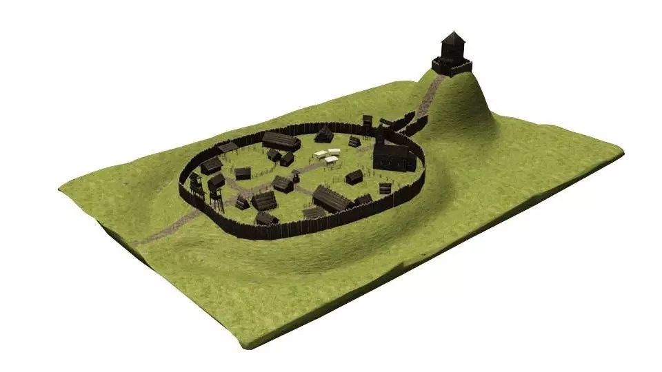 Early medieval castle Free low-poly 3D model_0