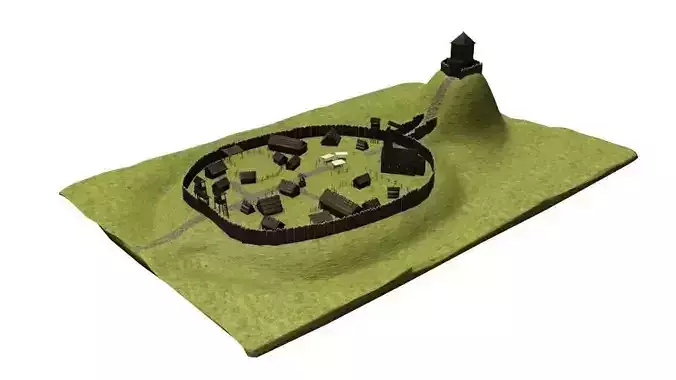 Early medieval castle Free low-poly 3D model