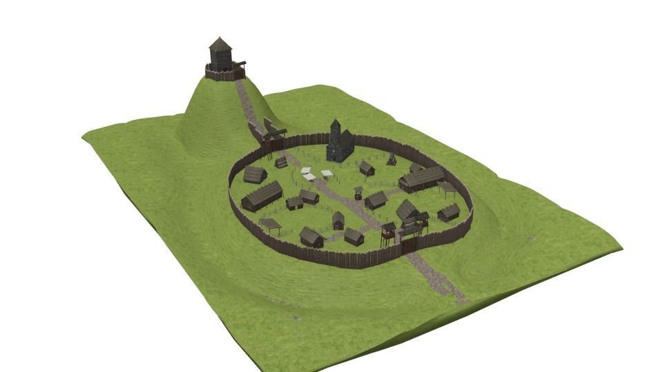 Early medieval castle Free low-poly 3D model_2