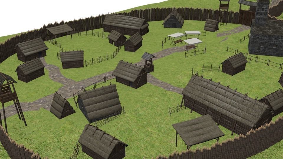 Early medieval castle Free low-poly 3D model_3