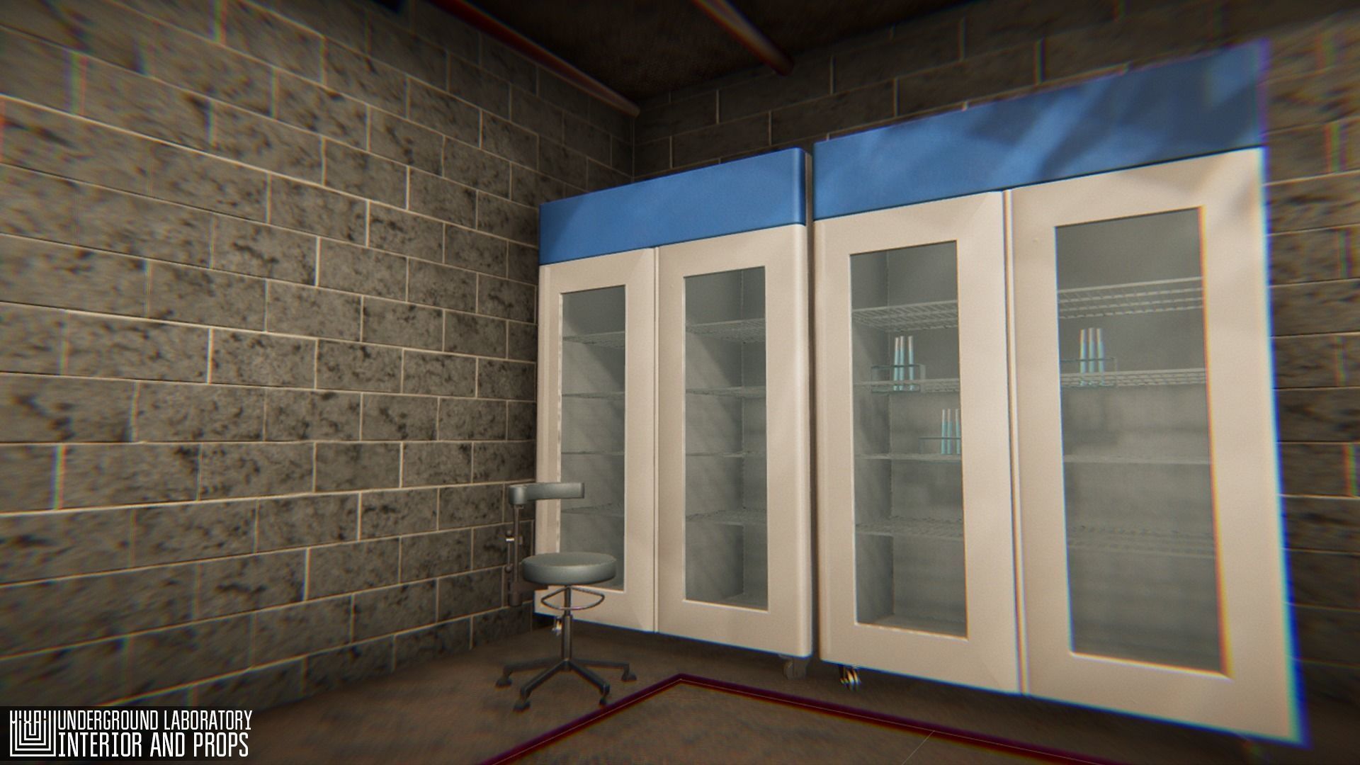 Underground laboratory - interior and props Low-poly 3D model_11