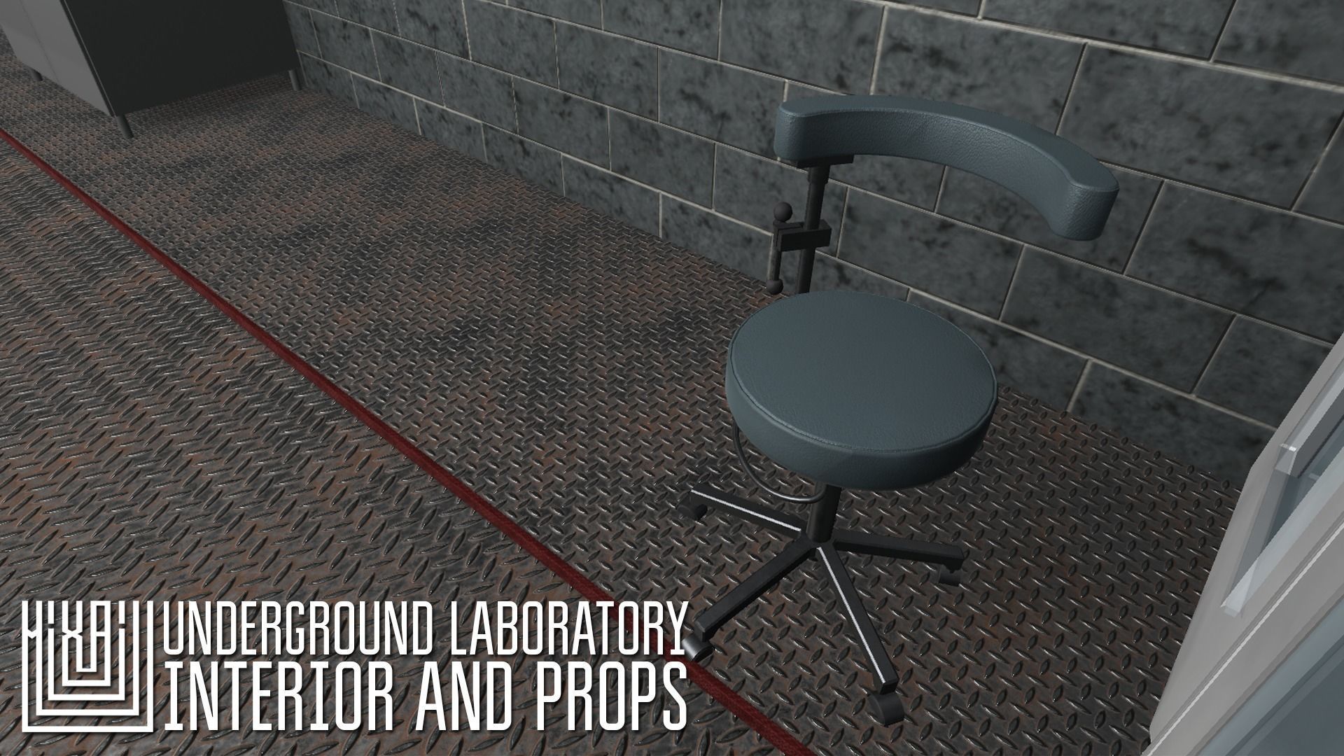 Underground laboratory - interior and props Low-poly 3D model_6
