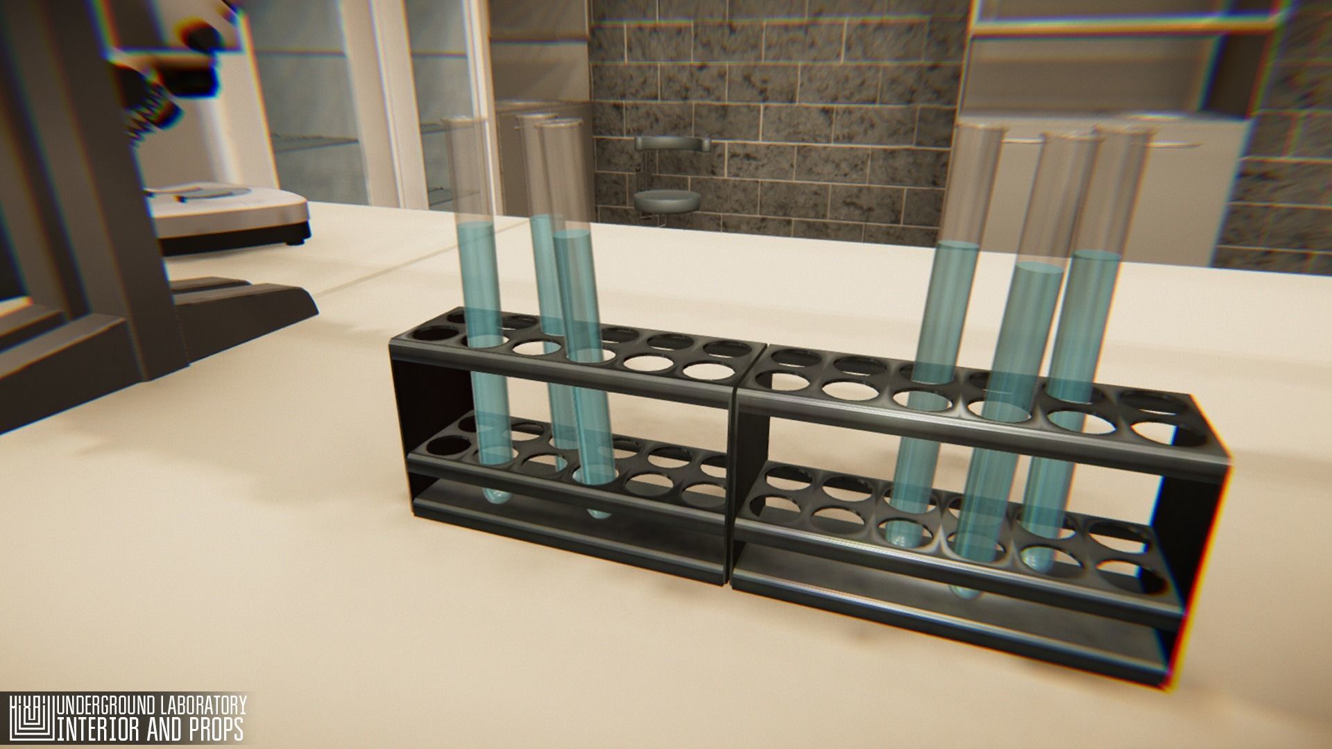 Underground laboratory - interior and props Low-poly 3D model_10