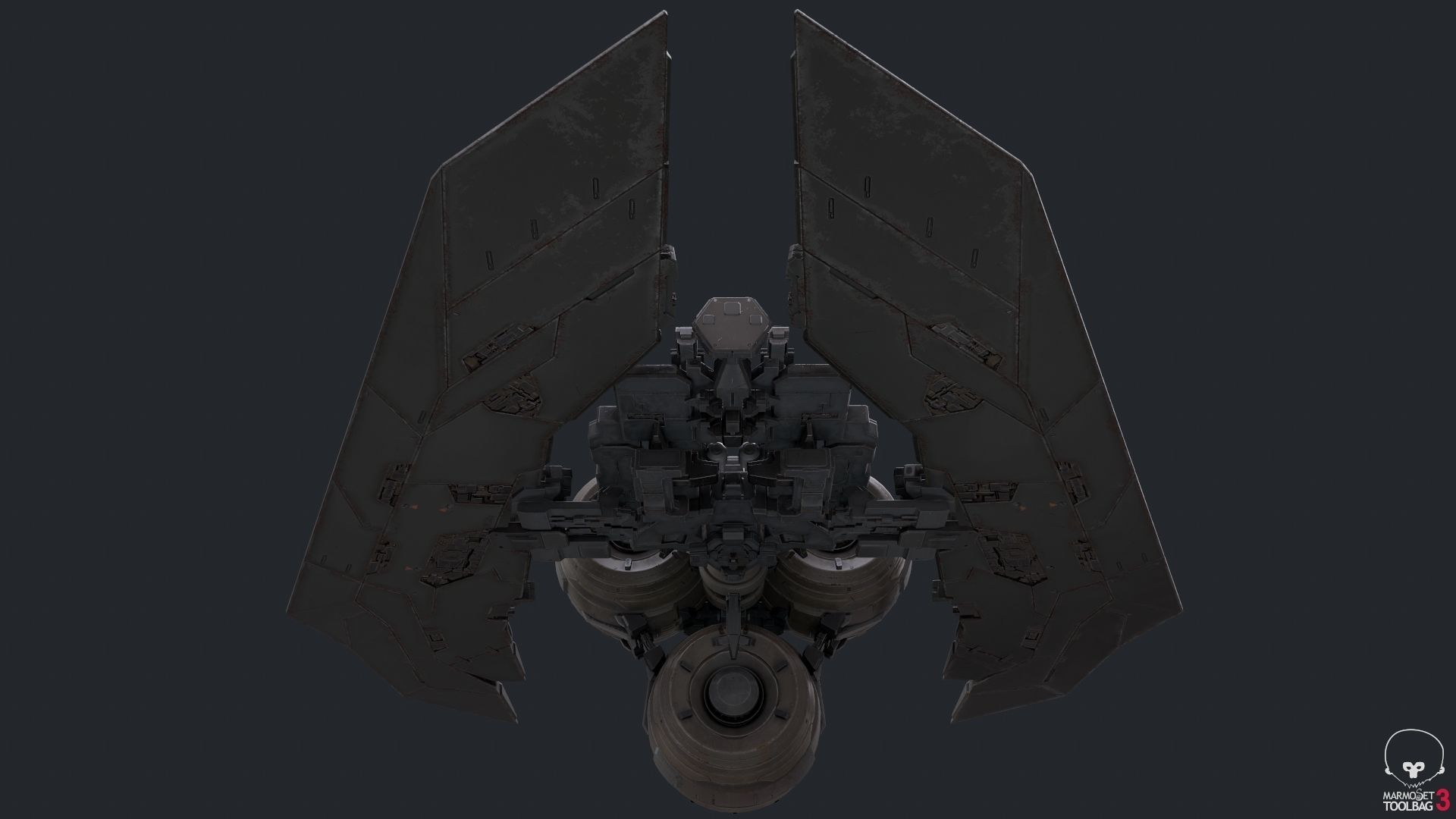 scifi-model499 futuristic spaceship with two wings 3D model_1