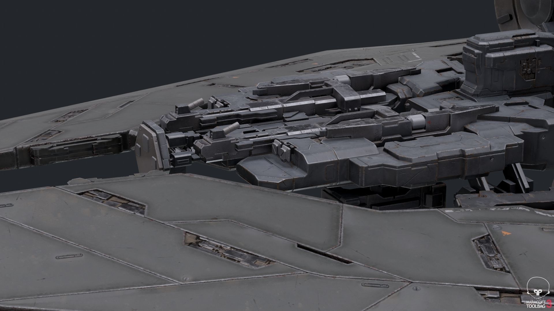 scifi-model499 futuristic spaceship with two wings 3D model_4