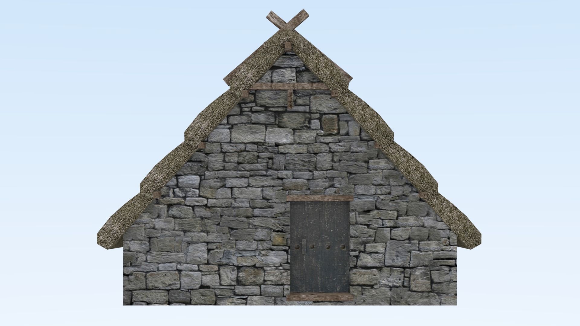 Stone medieval house Low-poly 3D model_3