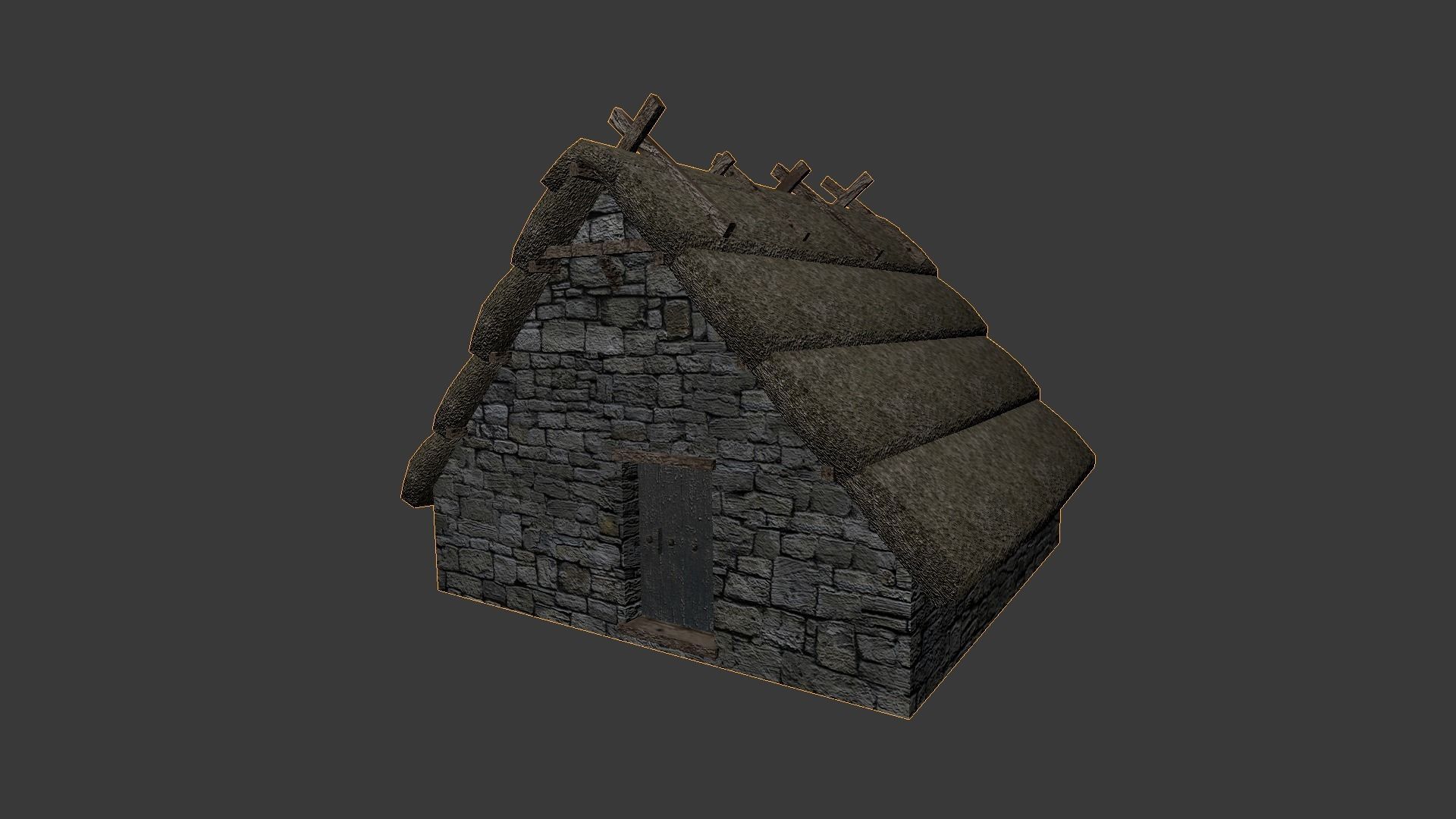 Stone medieval house Low-poly 3D model_7
