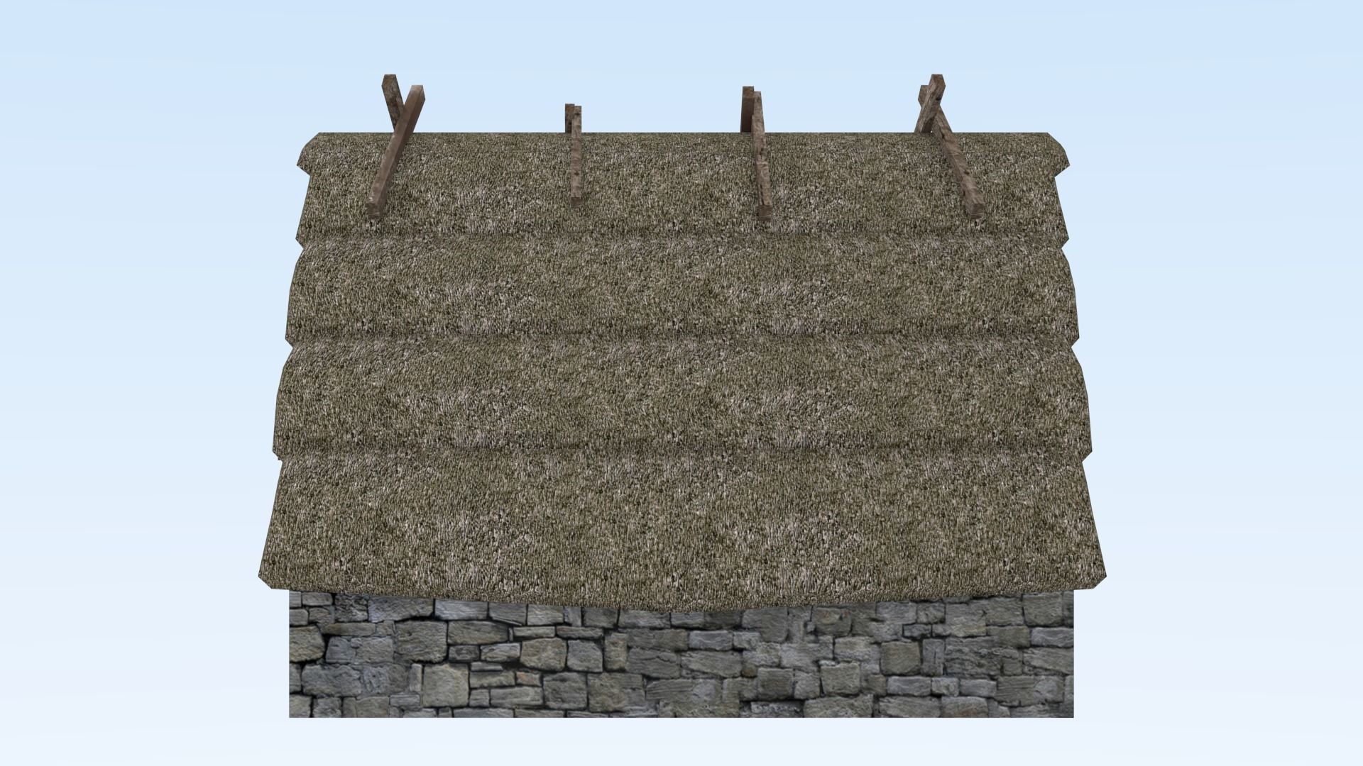Stone medieval house Low-poly 3D model_4