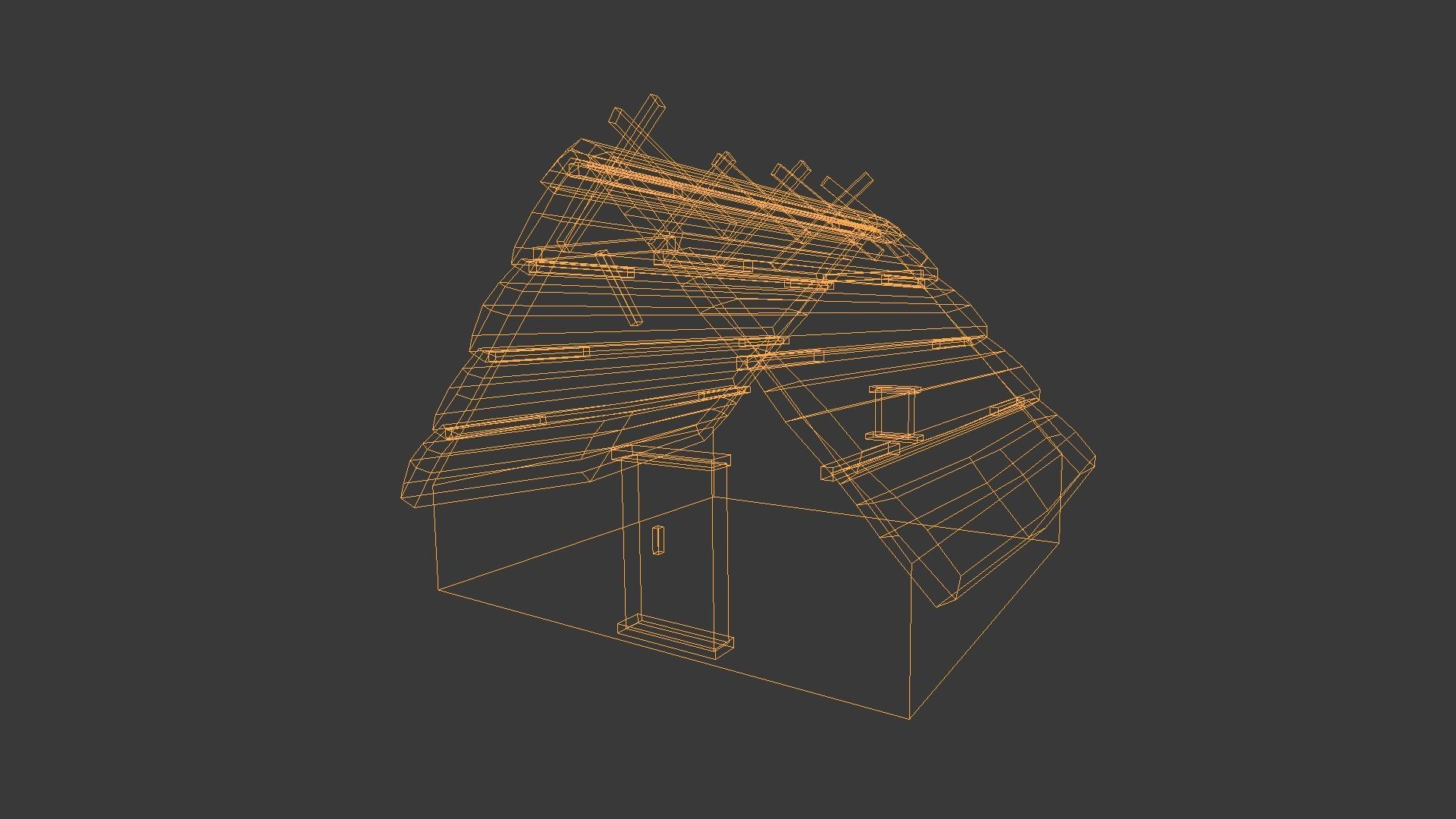 Stone medieval house Low-poly 3D model_9