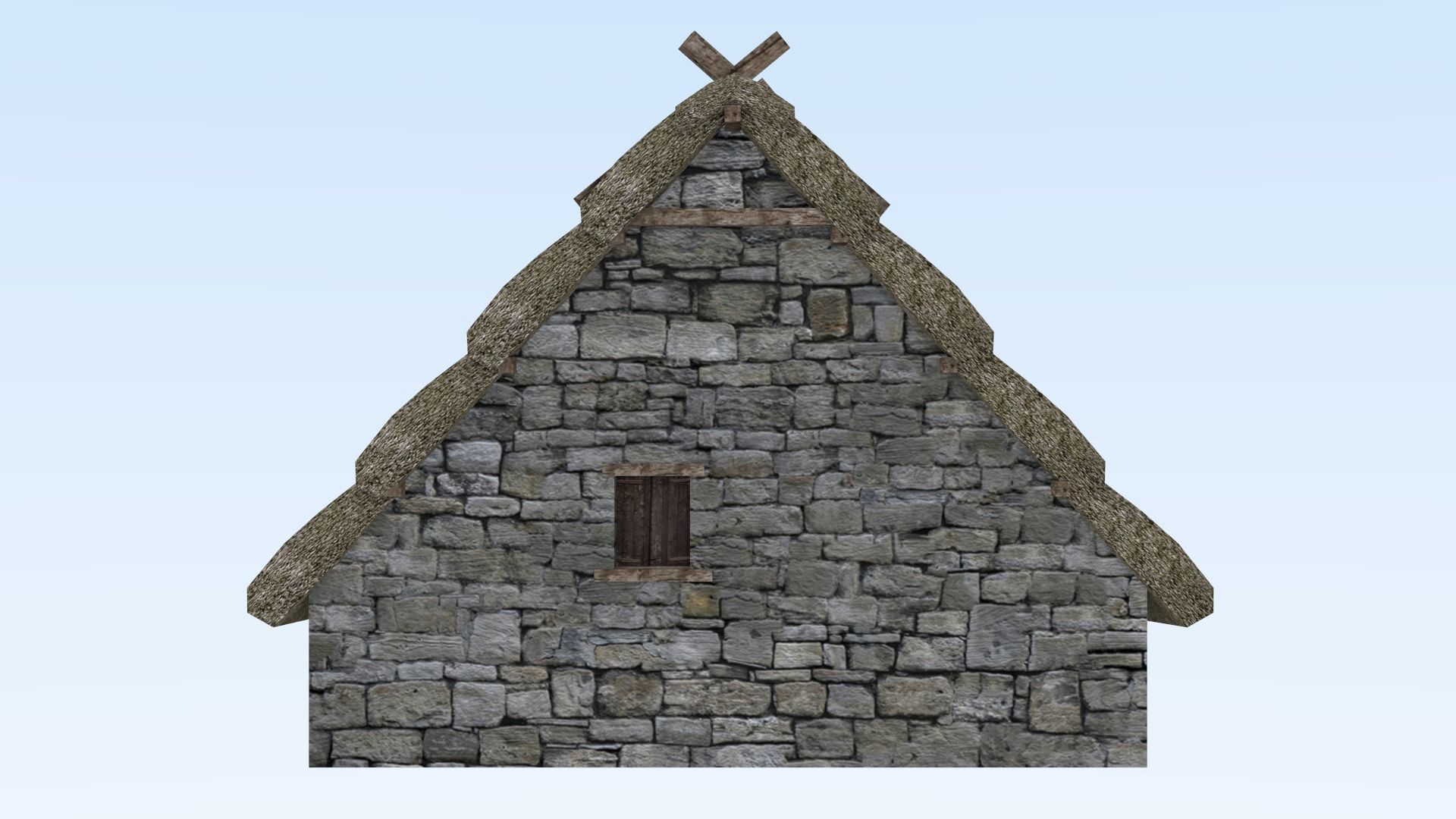 Stone medieval house Low-poly 3D model_2