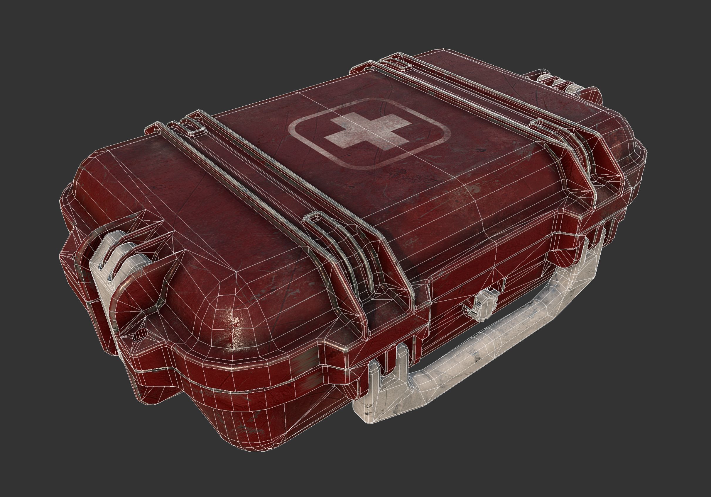 First Aid Medical Kit Case Low-poly 3D model_2