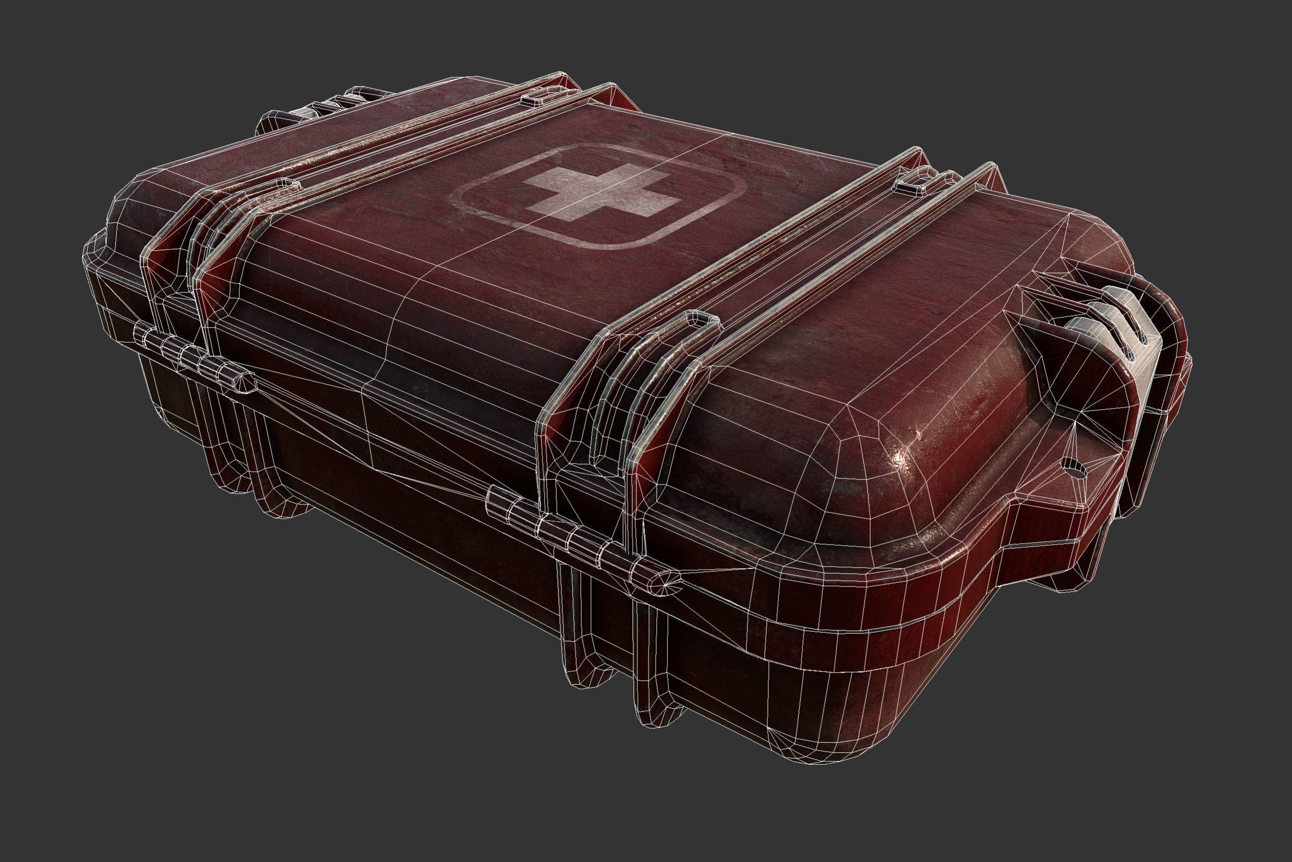 First Aid Medical Kit Case Low-poly 3D model_3
