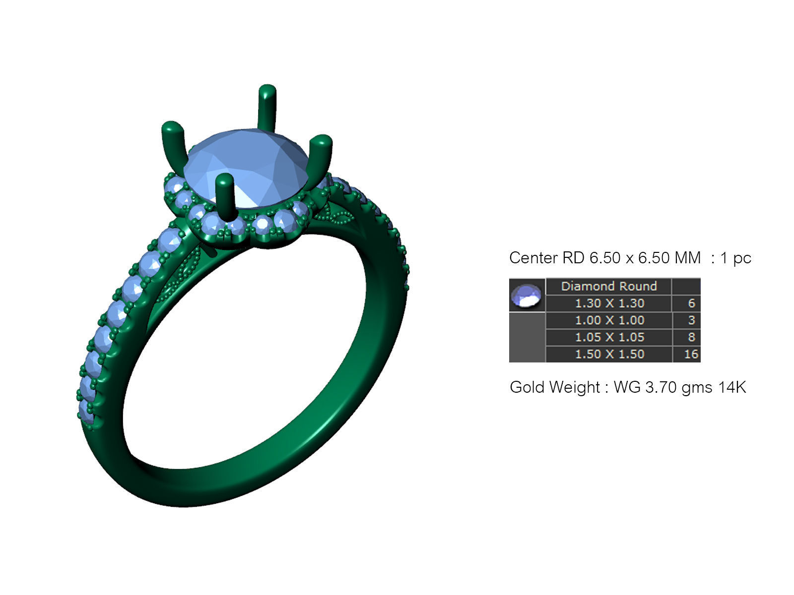 Ring04 halo diamond engagement ring 3D print model_5