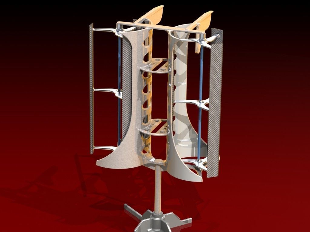 Vertical Axis Wind Turbine VAWT Free 3D model_6