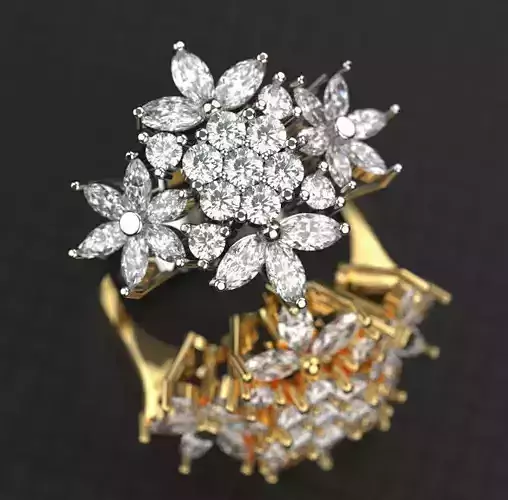 Marquise Ring 01 Silver Gold  Print 3D print model