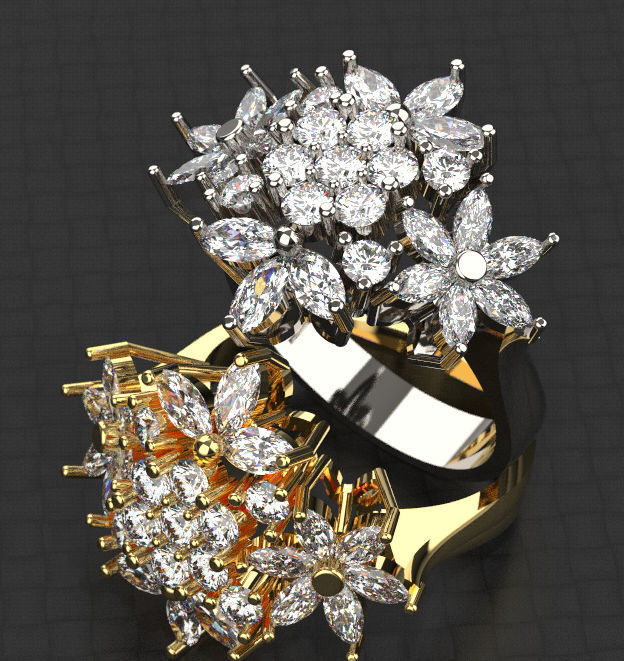 Marquise Ring 01 Silver Gold  Print 3D print model_1