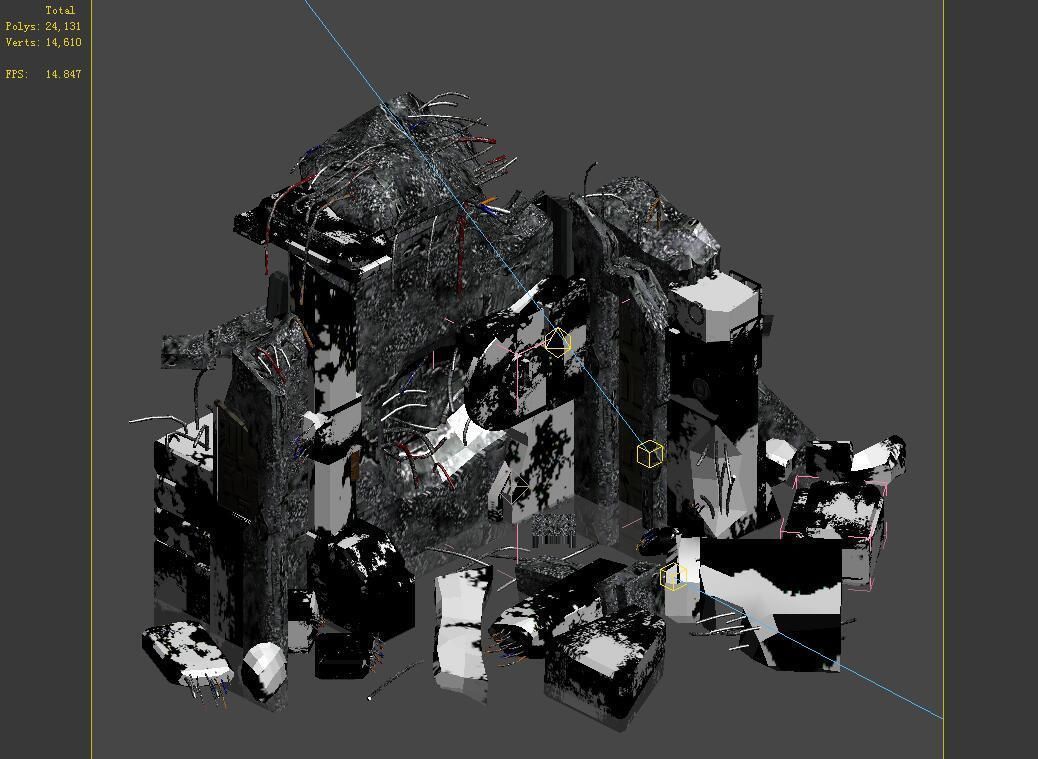 Space - Damaged Wall 04 3D model_2