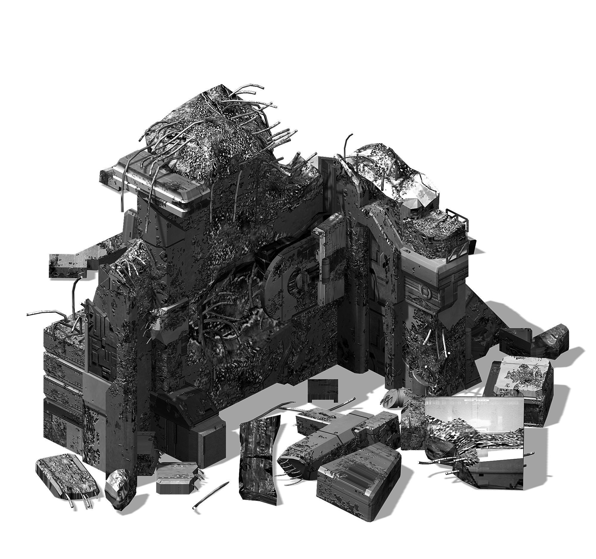 Space - Damaged Wall 04 3D model_3