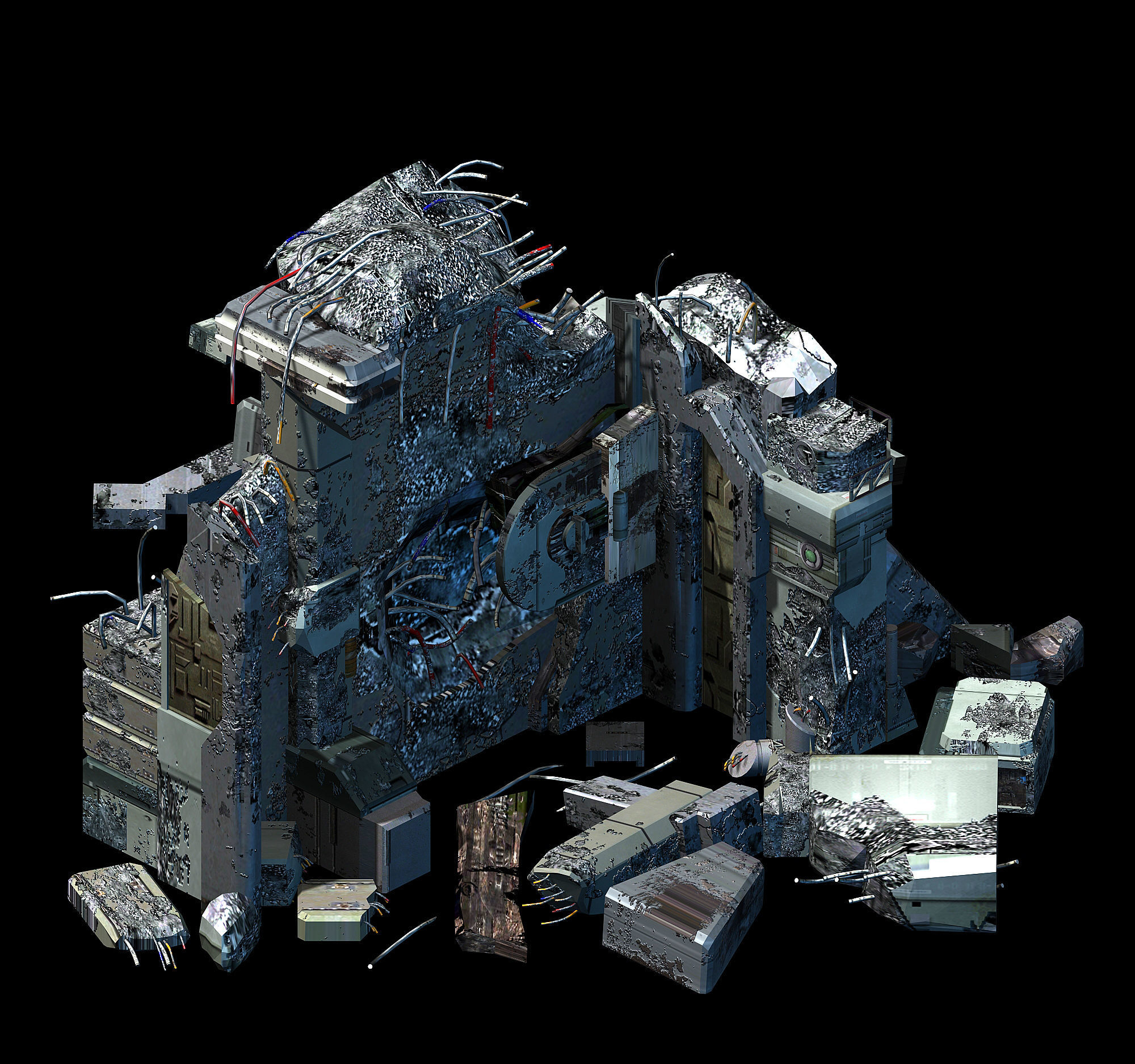 Space - Damaged Wall 04 3D model_4