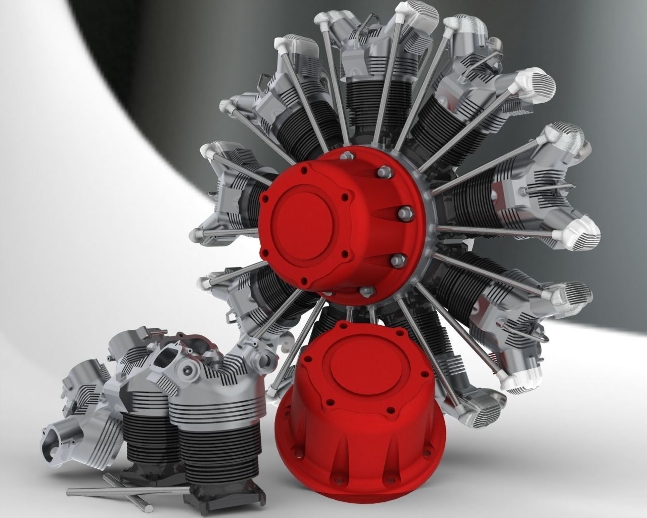 radial engine Free 3D model_4