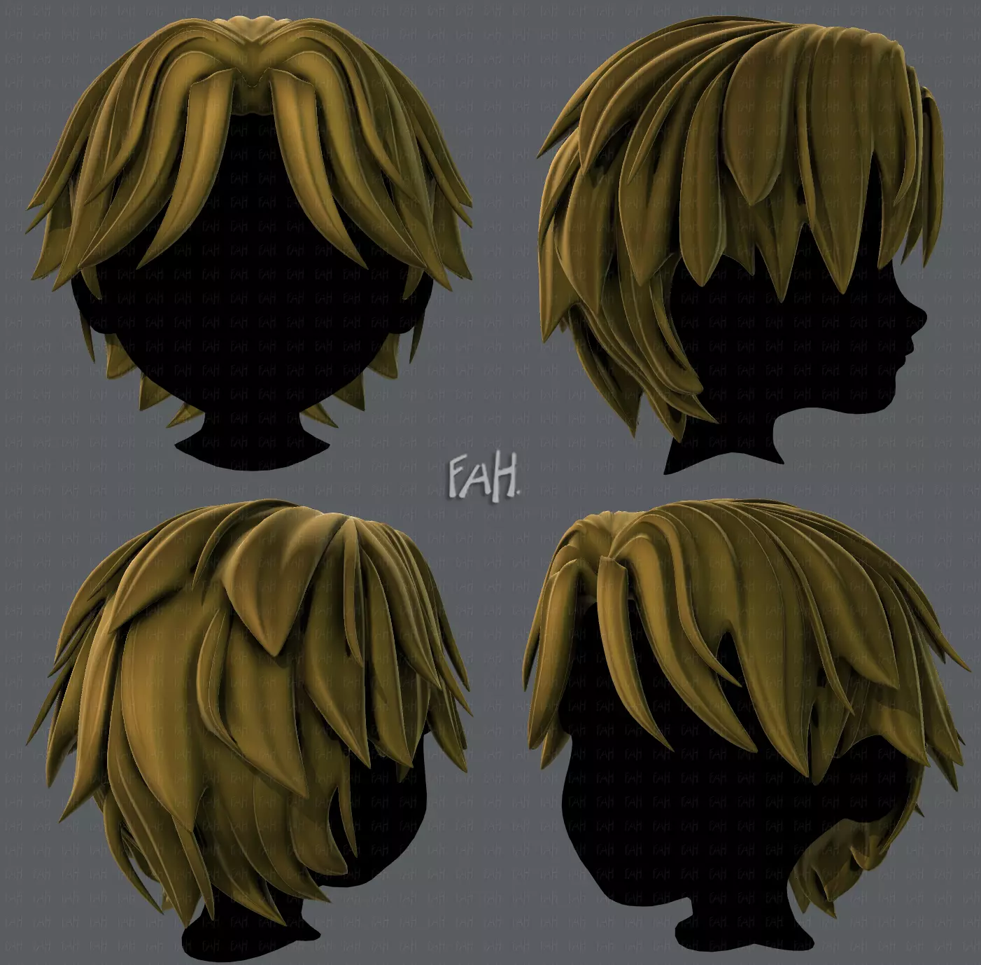 3D Hair style for boy V33 Low-poly 3D model_0