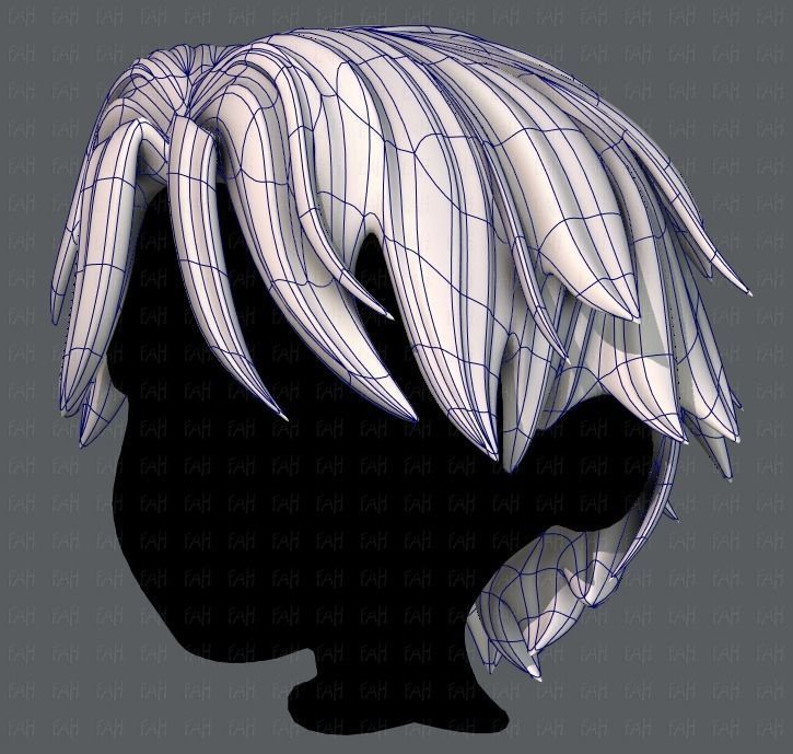 3D Hair style for boy V33 Low-poly 3D model_16