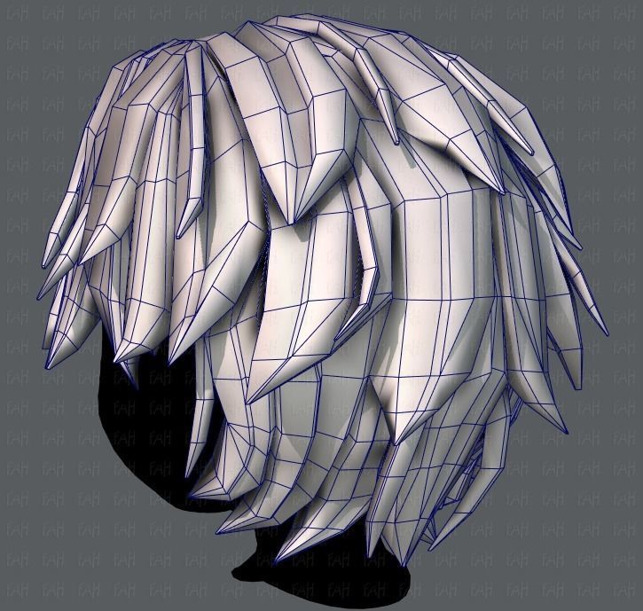 3D Hair style for boy V33 Low-poly 3D model_30