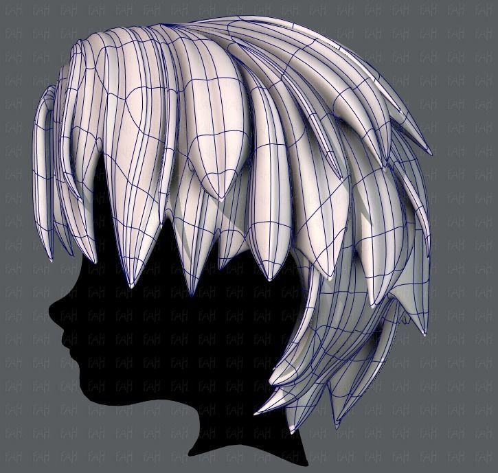 3D Hair style for boy V33 Low-poly 3D model_15