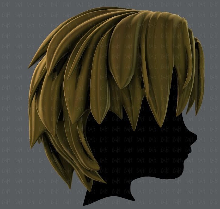 3D Hair style for boy V33 Low-poly 3D model_3
