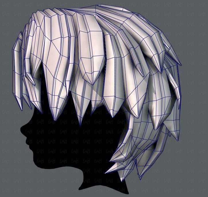 3D Hair style for boy V33 Low-poly 3D model_31