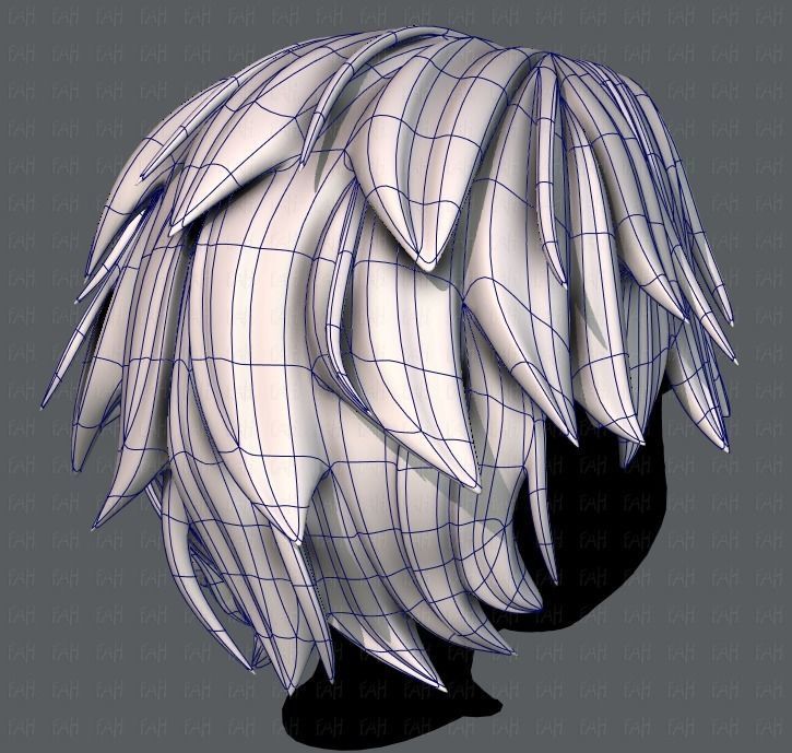 3D Hair style for boy V33 Low-poly 3D model_12