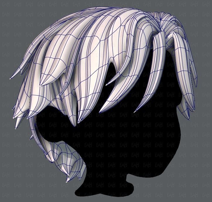3D Hair style for boy V33 Low-poly 3D model_10