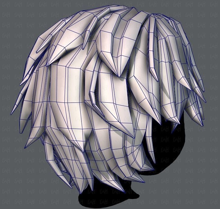 3D Hair style for boy V33 Low-poly 3D model_28