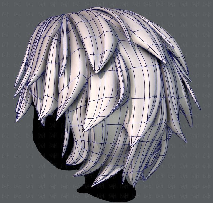 3D Hair style for boy V33 Low-poly 3D model_14