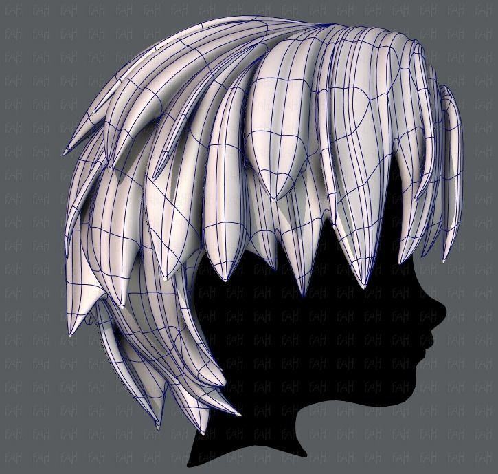 3D Hair style for boy V33 Low-poly 3D model_11