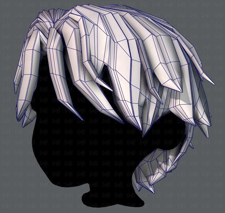 3D Hair style for boy V33 Low-poly 3D model_32