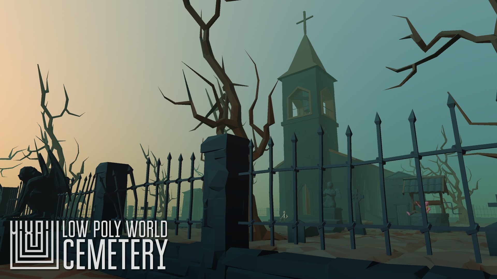 LOW POLY WORLD - CEMETERY Low-poly 3D model_6