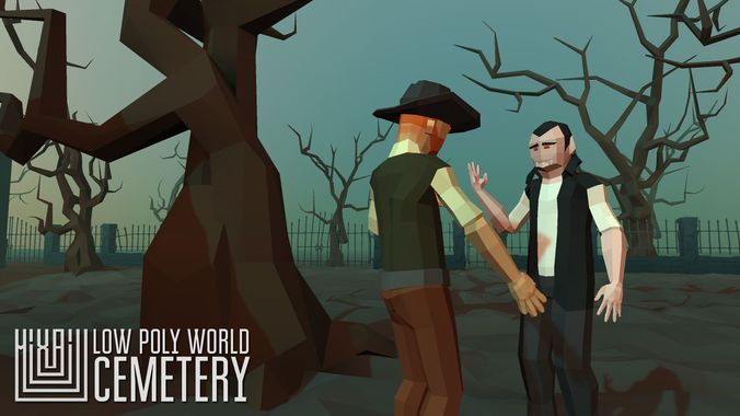 LOW POLY WORLD - CEMETERY Low-poly 3D model