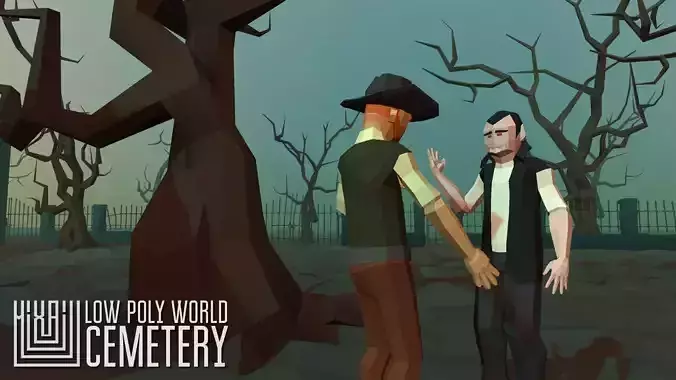 LOW POLY WORLD - CEMETERY Low-poly 3D model